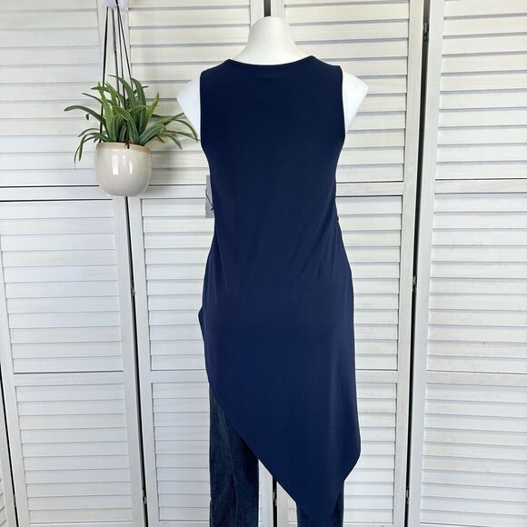 New Last Tango Sleeveless Pointed Hem Tunic Top Navy‎ Blue Asymmetric Hem Size S - Picture 5 of 9